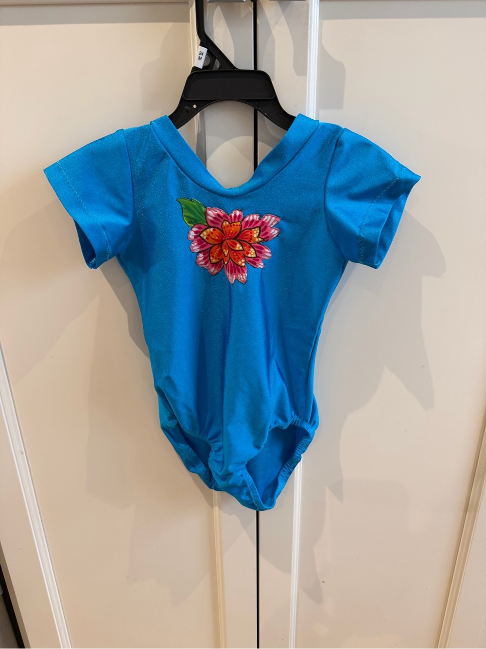 Kids Blue Floral Dance Leotard 3-4t